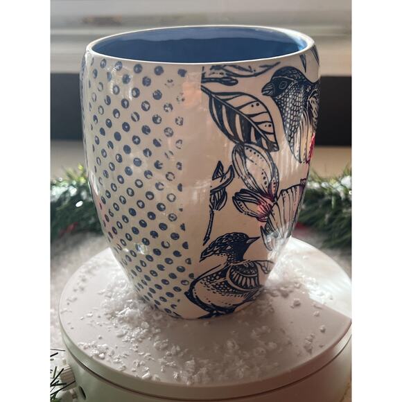 Blue & White Pottery Tumbler, Vase, Kitchen Utensil Holder/ Bird-PolkDot-Stripes - Picture 15 of 17